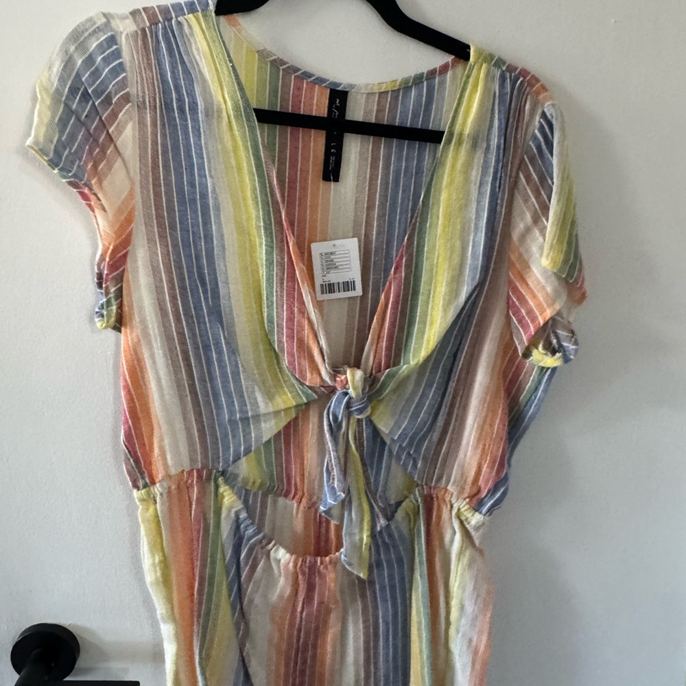 Striped Multicolor Tie-Front Romper